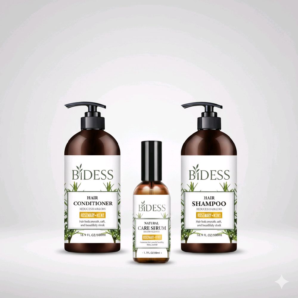 Bidess Hair Care Trio – Rosemary & Mint | Shampoo + Conditioner + Serum