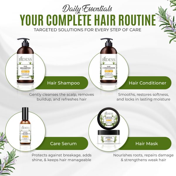Bidess Hair Care Set – Rosemary & Mint | Shampoo + Conditioner + Hair Mask + Serum | Stimulates Growth, Reduces Hair Loss & Nourishes | Natural Botanical Formula - Image 4