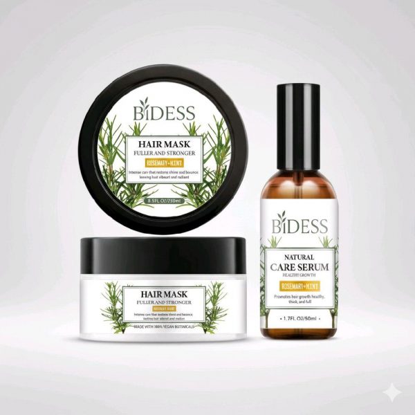 Bidess Natural Hair Care Set – Rosemary Mint Hair Mask & Growth Serum – Strengthens, Nourishes & Boosts Hair Growth - Image 2